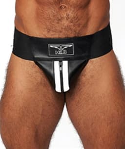 Mister b leather premium jockstrap black/white xs — thumbnail 1