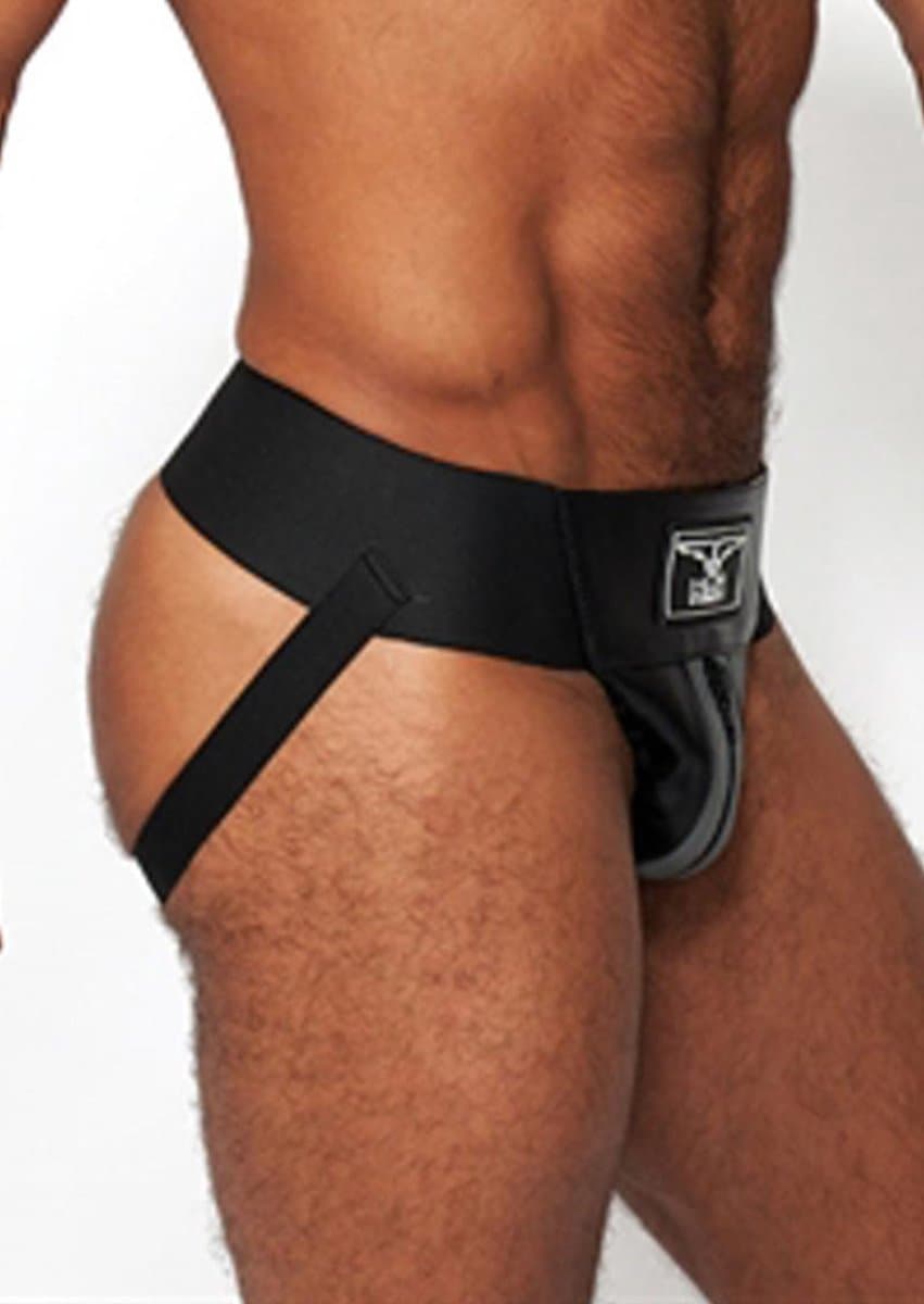 Mister b leather premium jockstrap black/grey small — afbeelding 1