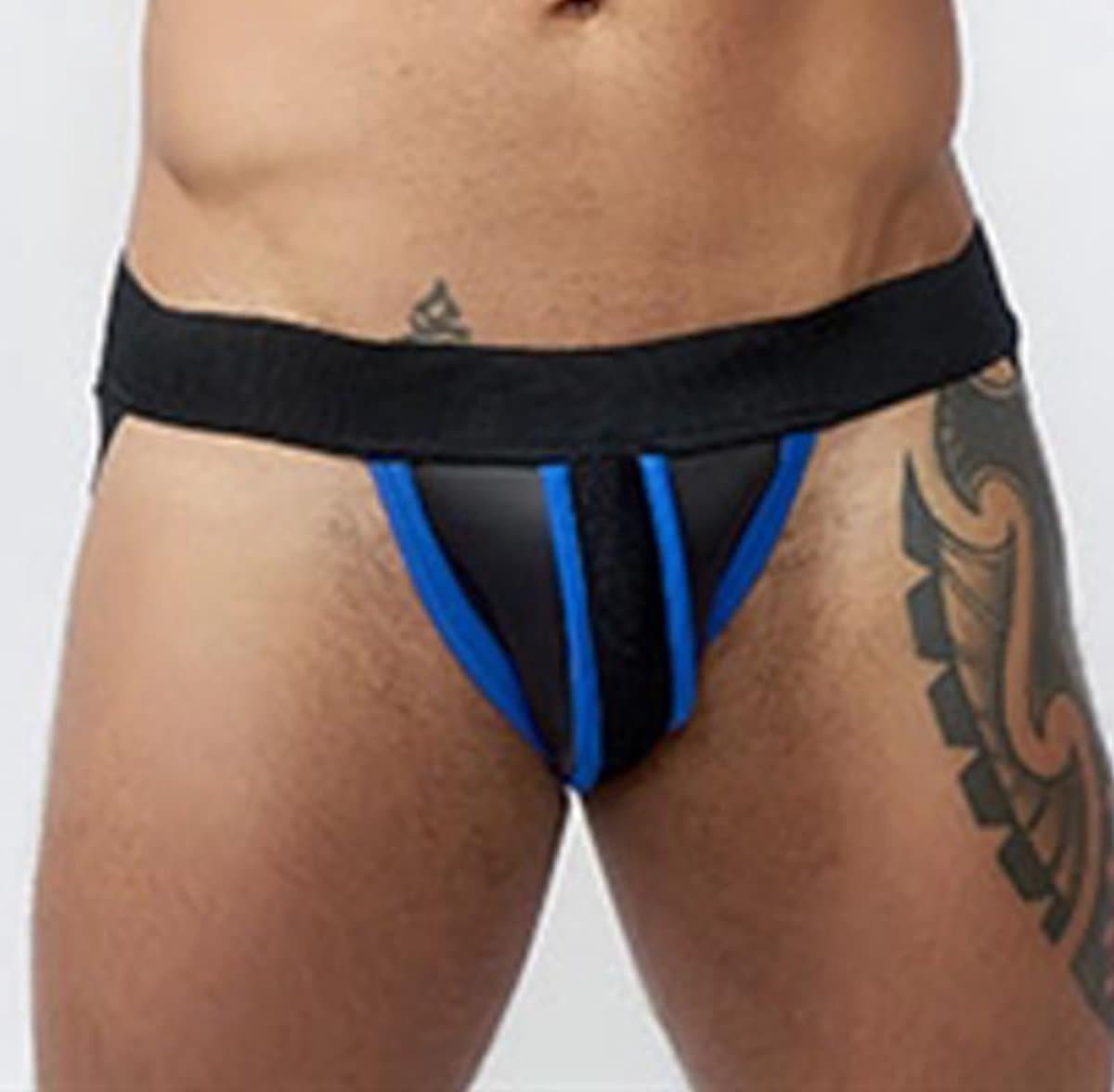 Mister b neoprene jockstrap black blue xs — afbeelding 1