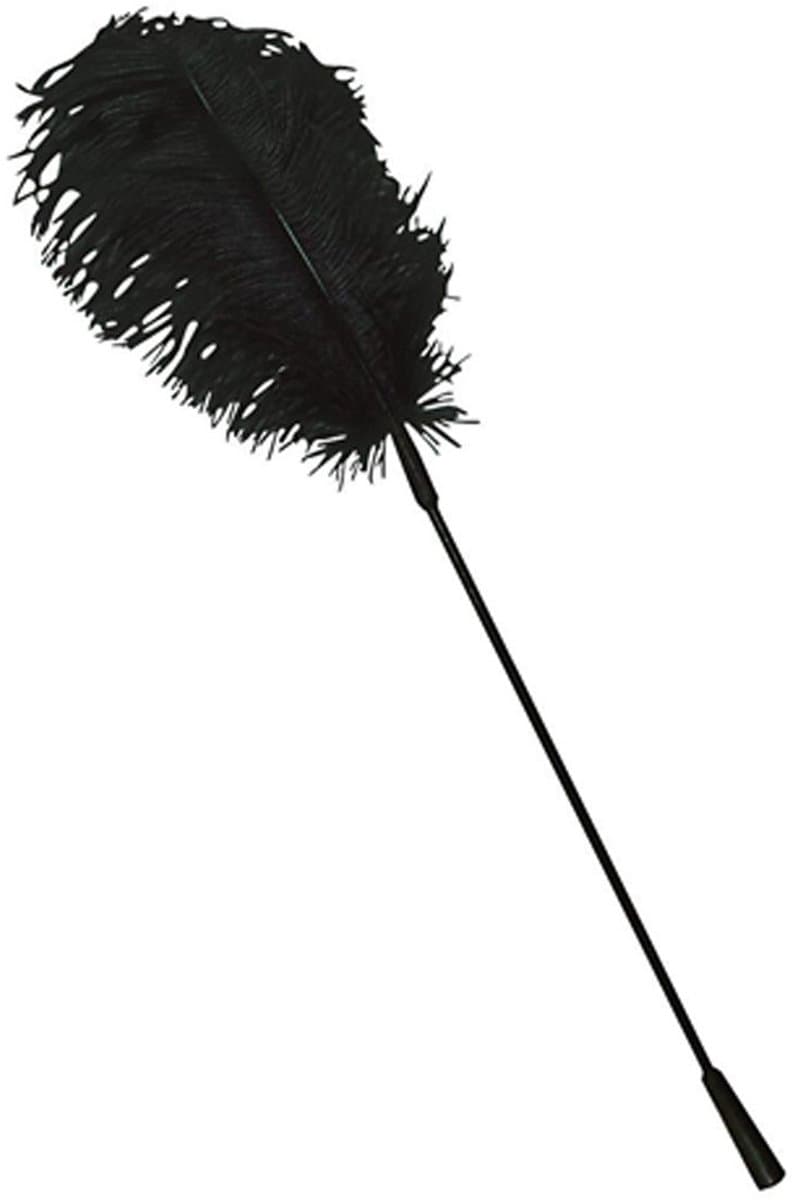 Bad Kitty – 38 cm Enkele Struisvogel Veer Kietelaar voor de Lichte Strelingen – Zwart — afbeelding 1