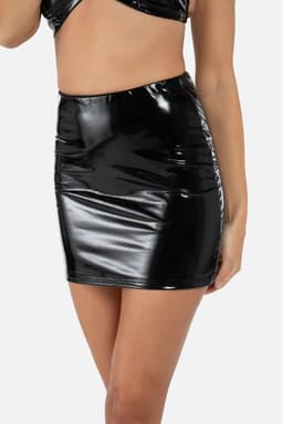 Christine le Duc - Mini Rokje met Wetlook - Lak Kleding - Laklook - Black Love - Zwart — thumbnail 7