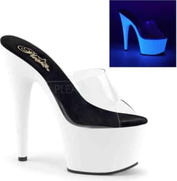 Pleaser - ADORE-701UV Muiltjes - Paaldans schoenen - 42 Shoes - Transparant/Zwart — thumbnail 4