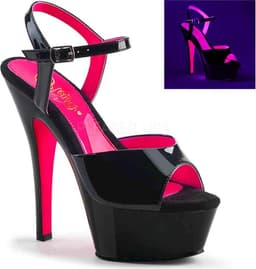 Pleaser - KISS-209TT Sandaal met enkelband - US 10 - 40 Shoes - Zwart/Roze — thumbnail 1