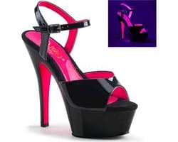 Pleaser - KISS-209TT Sandaal met enkelband - US 10 - 40 Shoes - Zwart/Roze