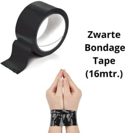 Zwarte Bondage Tape (16m) – Lijmvrije Elektrostatische PVC BDSM Tape voor vastbinden — thumbnail 1