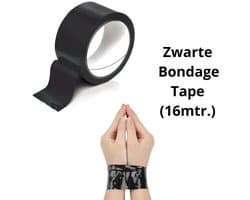 Zwarte Bondage Tape (16m) – Lijmvrije Elektrostatische PVC BDSM Tape voor vastbinden