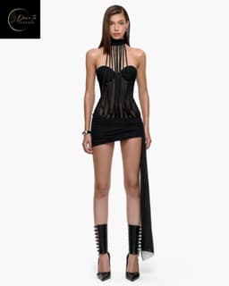 Erotisch Mesh Jurkje Dames – Sexy Lingerie Jurk – Sexy Lingerie Dames – Lingerie Erotisch – Transparante Clubwear – Luxe Gala & Festival Jurkje – Boudoir Look – Kinky BDSM Outfit – Verleidelijk Mesh Dress – High End – Dare to Undress – M, L — thumbnail 1