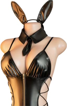 Sexy Bunny Bodysuit Set met Open Achterkant | Bunny Oren, Strik & Kraag | Maat M - Roleplay — thumbnail 4