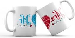 Kopjes set - Voor hem en haar - Cadeau geven - Hartvormig handvat - 1 paar - Mr & Mrs — thumbnail 1