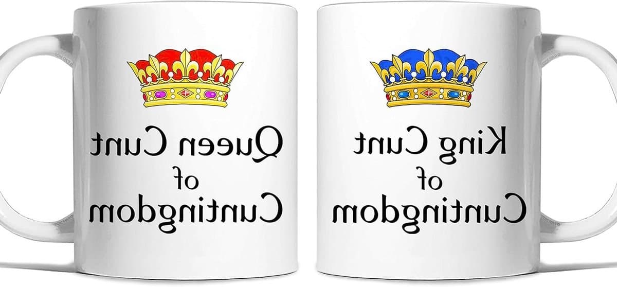 Koning en Koningin Mok Set - Koppels Mokken - Cadeau Geven - Onbeleefd Design - 11 Ounces - Wit — afbeelding 1
