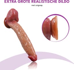 JustFun XXL Realistische Dildo met Balzak - 29.8 CM - Met Zuignap - 5.3 cm Diameter - Extra Groot - Sex Toys voor Mannen & Vrouwen - Lichtbruin — thumbnail 5