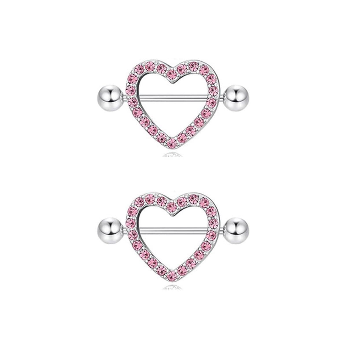 Hartvormige barbell - Hypoallergene piercing voor vrouwen - Sieraden van roestvrij staal - Tepelringen — afbeelding 1