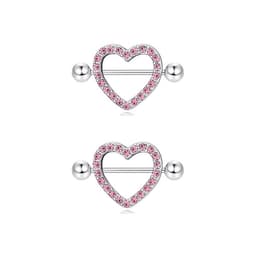 Hartvormige barbell - Hypoallergene piercing voor vrouwen - Sieraden van roestvrij staal - Tepelringen — thumbnail 1