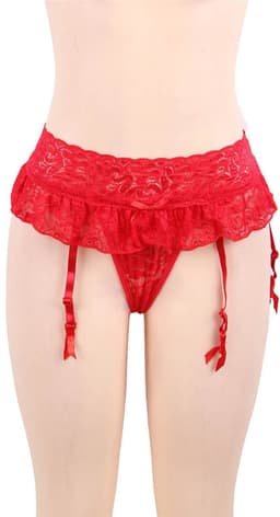 Zeloria Rode Jarretelgordel met Geïntegreerde Slip – Sexy Kanten Lingerie – XS/S — thumbnail 5