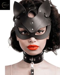 Sexy Leren Kattenmasker Dames – Luxe Kinky Masker – Lingerie Accessoire – Erotische Lingerie – Sexy Lingerie – BDSM Masker – Zwart – Kinky & Rollenspel –Verstelbaar – Fetish – Cadeau – Erotische Accessoire – Festivallook – Wasteland – Dare to Undress — thumbnail 1