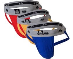 MM Sports Original Edition Swimmer/Jogger Jockstrap 2 inch Multipack 1x Red + 1x Yellow + 1x Blue - MAAT L - Heren Ondergoed - Jockstrap voor Man - Mannen Jock