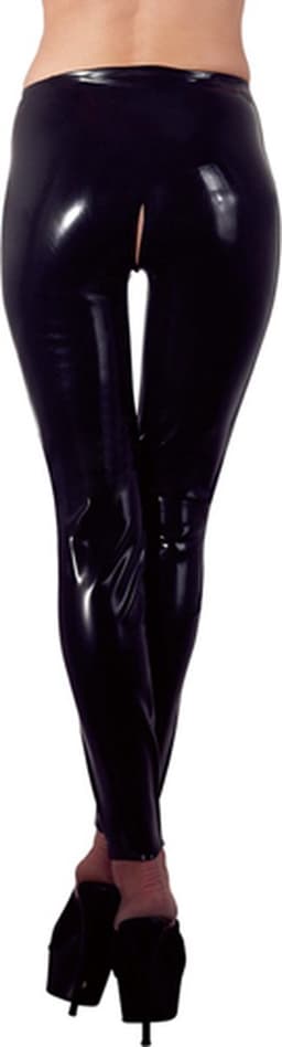 LateX – Latex Legging met Strakke Pasvorm en Open Kruis Gemakkelijk te Combineren met Fetish Accessoire Maat S - Zwart — thumbnail 4