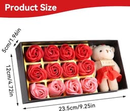 12 Rozen Zeep Bloemen Gift Set voor Vrouwen - Romantisch Valentijnsdag Cadeau met Pluche Beer — thumbnail 2