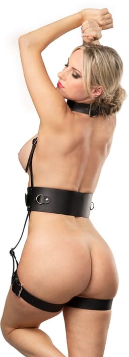 Rimba - Lederen Full Body Bondage Harnas - Zwart — thumbnail 2