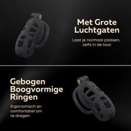 Quick Relief Elite Lock™ Medium - Chastity cage - Kuisheidskooi met 4 ringmaten - Kuisheidskooi voor Mannen - Sissy - Cock Cage - Zwart — thumbnail 4