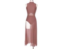 Sexy Dansjurk Dames – Roze Bodysuit jurk – Lange Rok - Feest - Festival