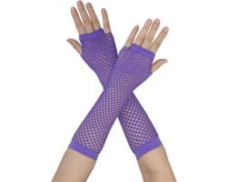 'Elastische Visnet Vingerloze Arm Warmers Handschoenen voor Vrouwen - Zwart - One Size'