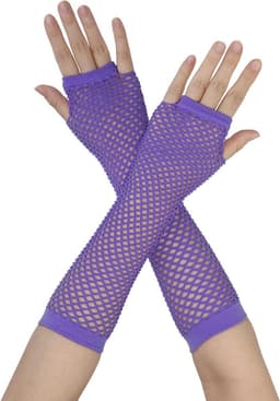'Elastische Visnet Vingerloze Arm Warmers Handschoenen voor Vrouwen - Zwart - One Size' — thumbnail 1