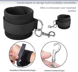 Vitdipy - Bondage Set - Handboeien en Enkelboeien - BDSM - Sex Toys voor Koppels - Verstelbare - Oogmasker - Bed - Vastbinden - Zwart — thumbnail 3