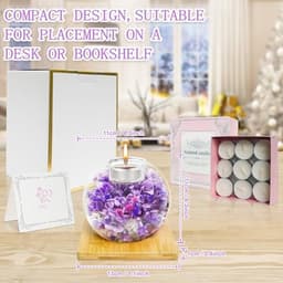 Queltrix Eeuwige bloem in glas & geurkaarsenset, geconserveerde bloemen, romantisch cadeau, geschenkdoos met 18 kaarsen, cadeauset voor Moederdag, verjaardag, jubileum, Kerstmis (paars) — thumbnail 2