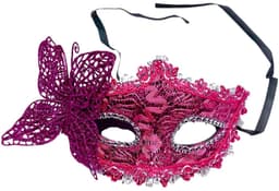 Venetiaans Masker - Maskerade Masker- Kantpatroon - Roze/Zilver — thumbnail 2