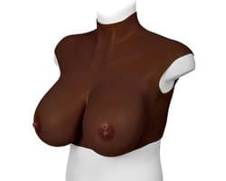 XX-DreamToys - Ultra Realistische Bodysuit - Drag - Bovenlijf Met Borsten - Bruin XL