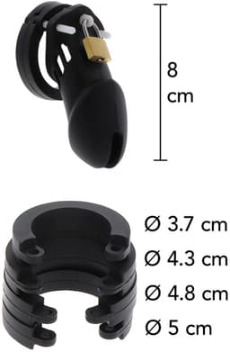 Grote Siliconen Kuisheidskooi - Penis Kooi Siliconen Zwart - Chastity 9 Cm lang — thumbnail 2