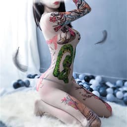 Sexy Tattoo Bodystocking , Tattoo Full Body Catsuit, japanese yakuza style tattoo Bodypanty — thumbnail 5
