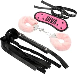 Banoch | La Diva hot pink bondage | blinddoek, zweepje en handboeien — thumbnail 1