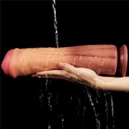 Lovetoy - XXL Dildo - Dual layered Platinum Silicone Cock - 30 cm lang en modder vet — thumbnail 6