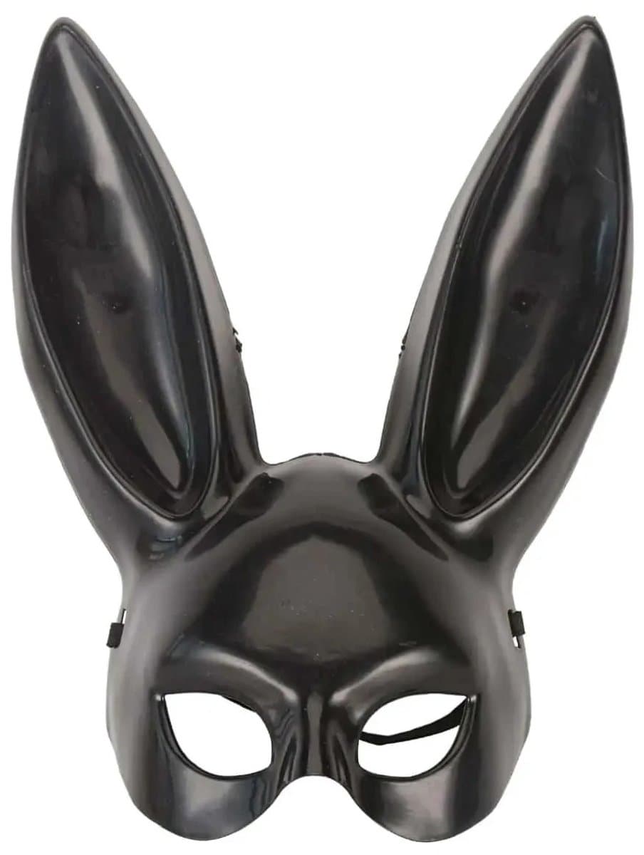 Konijnenmasker Zwart - Halloween Masker met Lange Oren - Kostuum Accessoire Cosplay - Sexy - Playboy — afbeelding 1