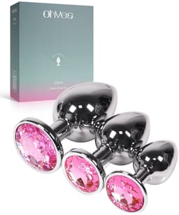 Metalen Buttplugs voor mannen en vrouwen - Buttplug Set 3-Delig - Anal & Butt Plug - Roze — thumbnail 1