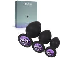 OHYES 3-Delige Siliconen Buttplug Set – Anal Butt Plug – Seks Toys voor Mannen & Vrouwen – Anale Seksspeeltjes - Buttplugs Anaal Speeltje met Diamanten - Lila