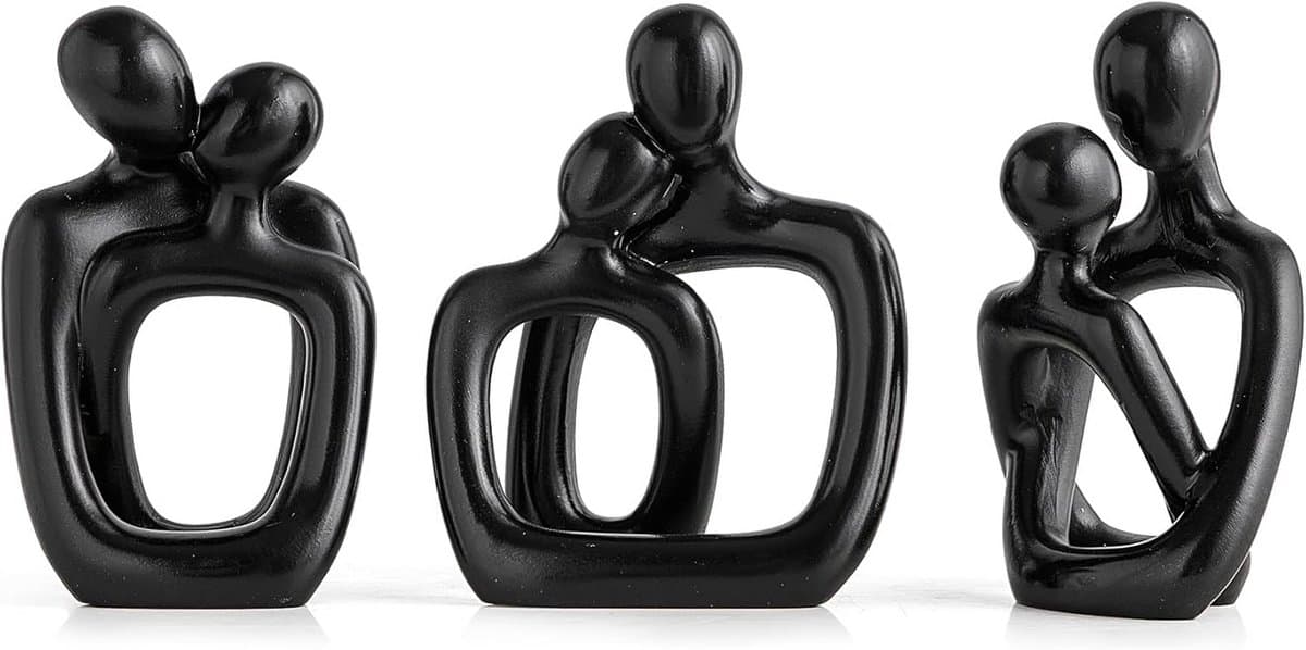 Set van 3 Abstracte Beeldjes voor Koppels - Romantische Woondecoratie voor Huis en Tafel — afbeelding 1