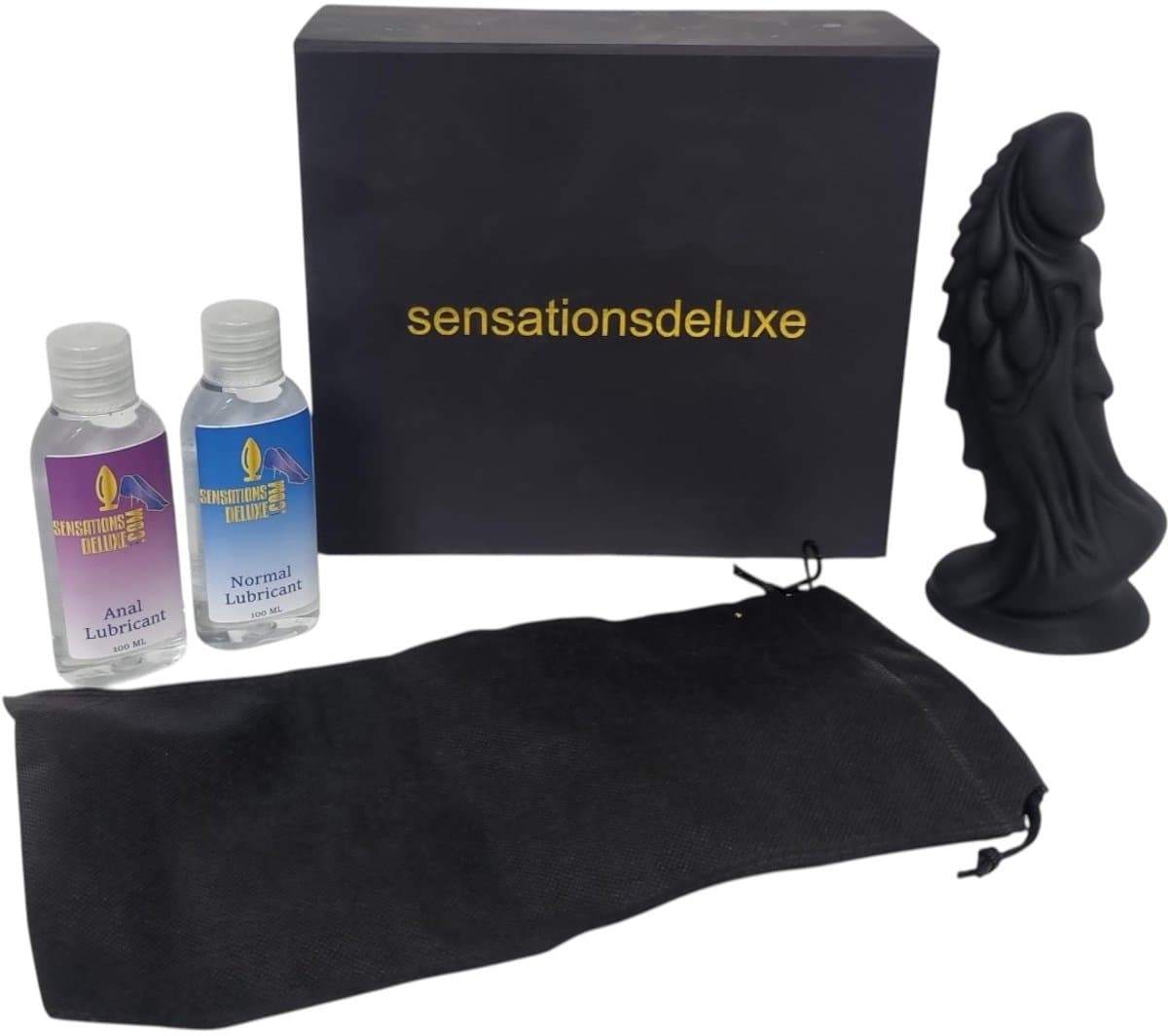 Sensationsdeluxe - Box - Kado - Glijmiddel Anaal 100 ml - Glijmiddel Normaal 100 ml - dildo - zuignap - siliconen zacht — afbeelding 1