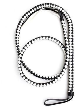 Luxe SM Zweep XXL - Groot - Zwart - Wit - BDSM - 2 Meter - PU Leder — thumbnail 1