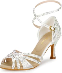 Dames Latin dansschoenen met kristallen hoge hak voor ballroom en salsa — thumbnail 5
