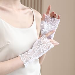 3 paar kanten halfvinger satijnen handschoenen feestaccessoires voor dames bruiloft opera — thumbnail 3