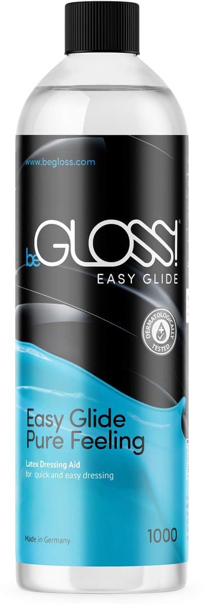 BeGLOSS - Latex - Easy Glide Dressing Aid XXL - 1000 ml. - 1 liter - ronde fles met dop - om snel en makkelijk latex rubber kleding en kousen aan te trekken. Glijmiddel voor latex rubber kleding kledij. — afbeelding 1
