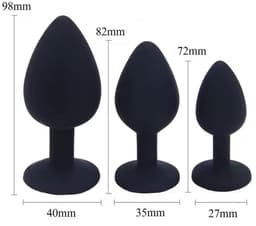 SINYX Luxe Buttplug Set met Diamantjes - Siliconen - Buttplugs - Buttplug Set - Anal Plug - Sex Toys voor Vrouwen en Mannen - Seksspeeltjes - Butt Plug - Butplug - Zwart — thumbnail 5