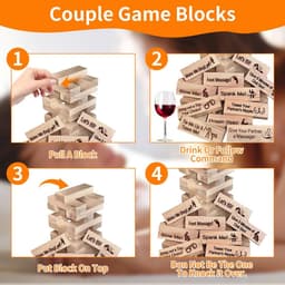 48 stuks Block Tower Spel voor Volwassenen - Spannend Spel voor Koppels en Uitdagende Activiteit voor Verjaardagen en Valentijnsdag — thumbnail 4
