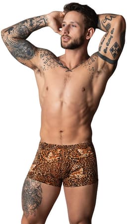 Male Power Sexy Pouch Short met Zwarte penisring - L - Luipaard - Bruin — thumbnail 2
