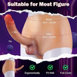 Strap-On Dildo Slip van Siliconen – Draagbare Strapless Dildo 7 Inch – Realistisch & Flexibel – Comfortabel Ondergoed – Voor Koppels & Pegging – Huidskleur — thumbnail 6