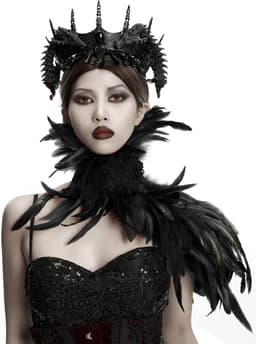 Zwarte Veren Stola Dames – Fetish Feather Cape – Lingerie Styling – Luxe Kinky Look – Statement Lingerie Accessoire – Erotisch Clubwear Styling – Boudoir, Kinky & Burlesque Events – Wasteland, B.I.T.C.H. – One Size – Dare to Undress — thumbnail 1