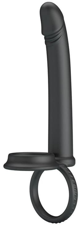 Pretty Love - Moses - Dildo met Cockring en Scrotumring - Zwart — thumbnail 1